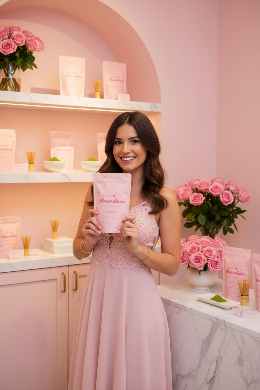 Mannequin brune avec sachet Anandaia en boutique